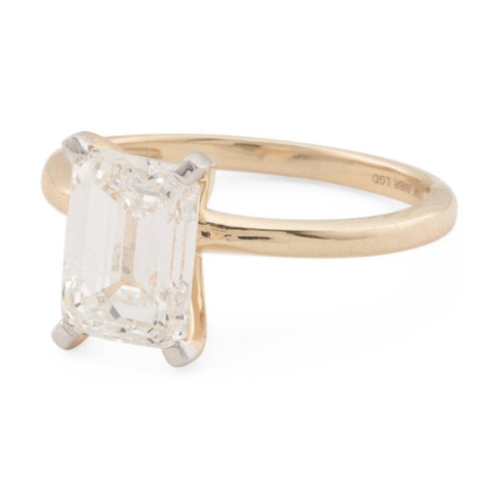 LAB GROWN BY GUILD Made In Usa 14kt Gold Lab Grown Diamond Emerald Cut Ring